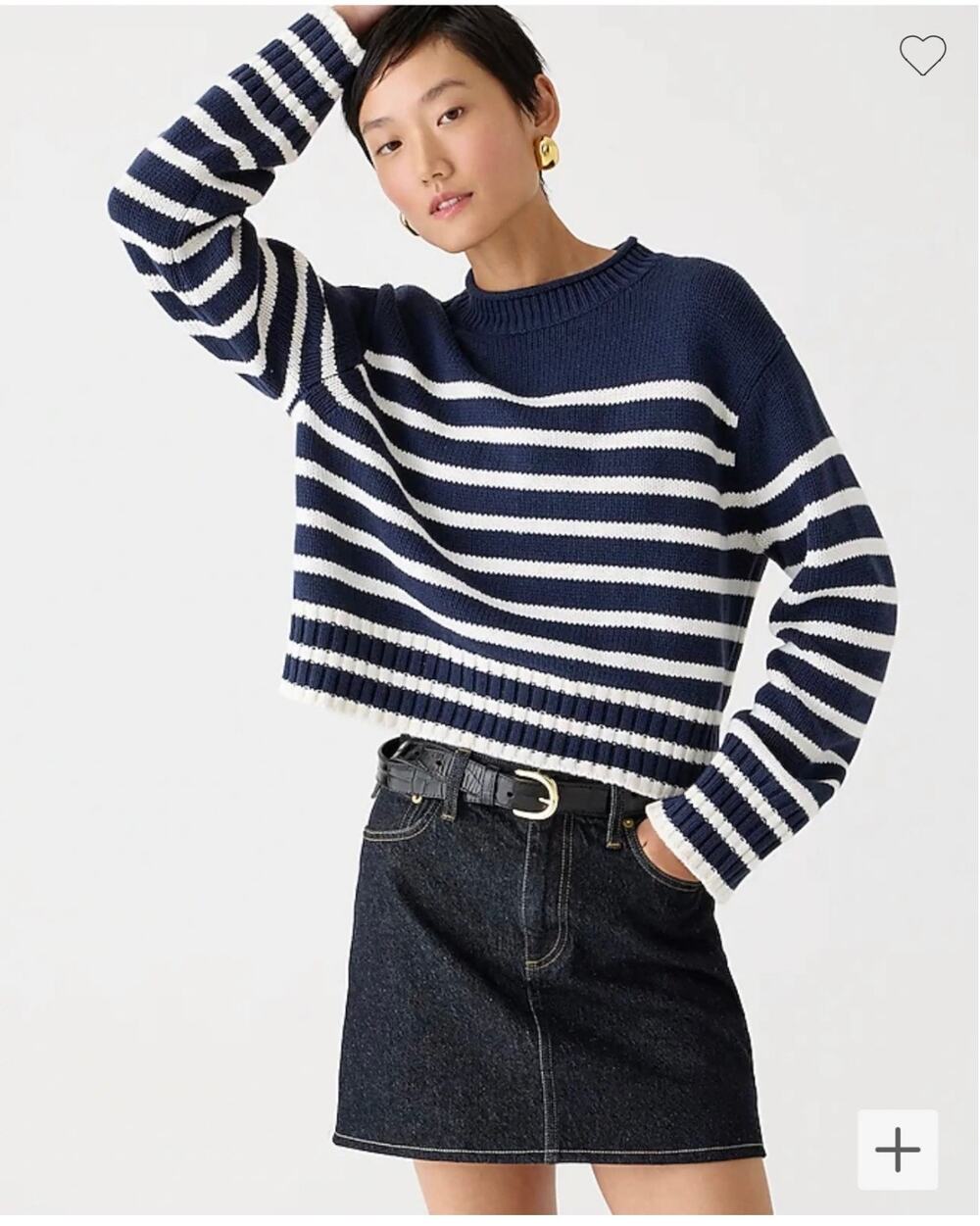 J. Crew Navy & White Rollneck Sweater In Stripe